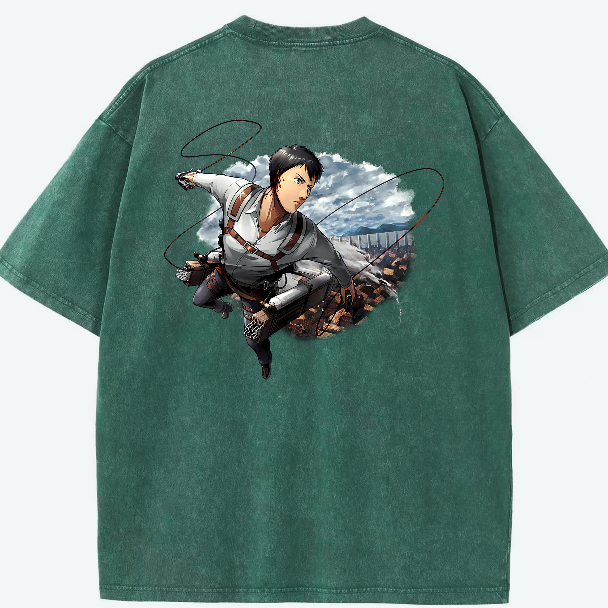 （画像用） 進撃の巨人 ベルトルト・フーバー Attack on Titan Bertholdt Hoover 綿100% ヴィンテージ風 半袖Tシャツ（背面プリント）